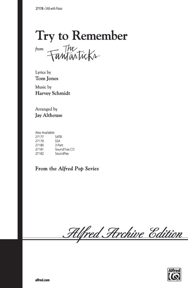 Try to Remember (from <I>The Fantasticks</I>) Sheet Music Preview