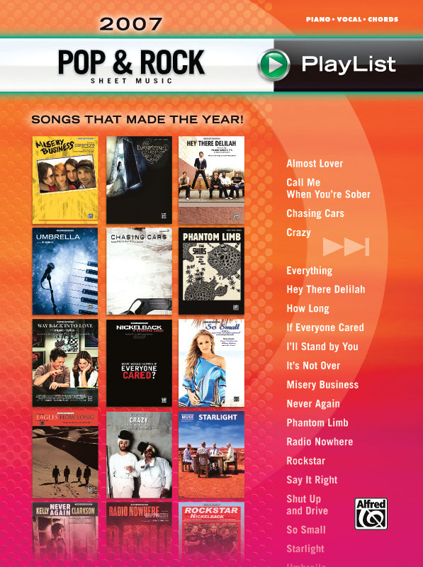2007 Pop & Rock Sheet Music Playlist Cover Image