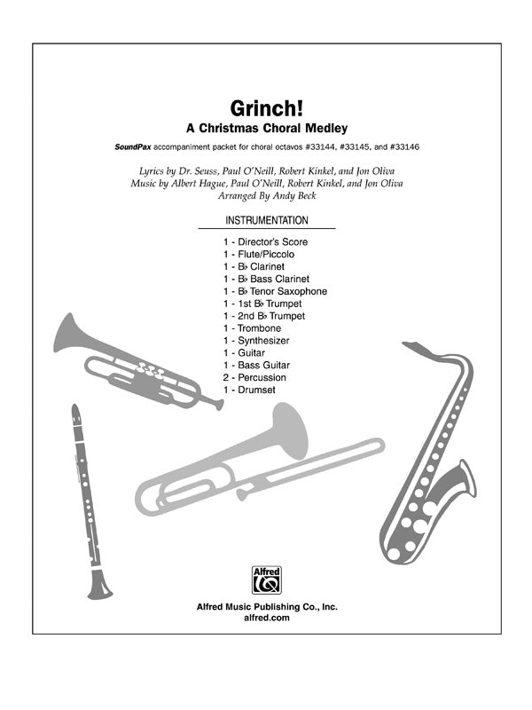 Grinch! A Christmas Choral Medley (from the motion picture Dr. Seuss' How the Grinch Stole Christmas): B-flat Bass Clarinet Sheet Music Preview