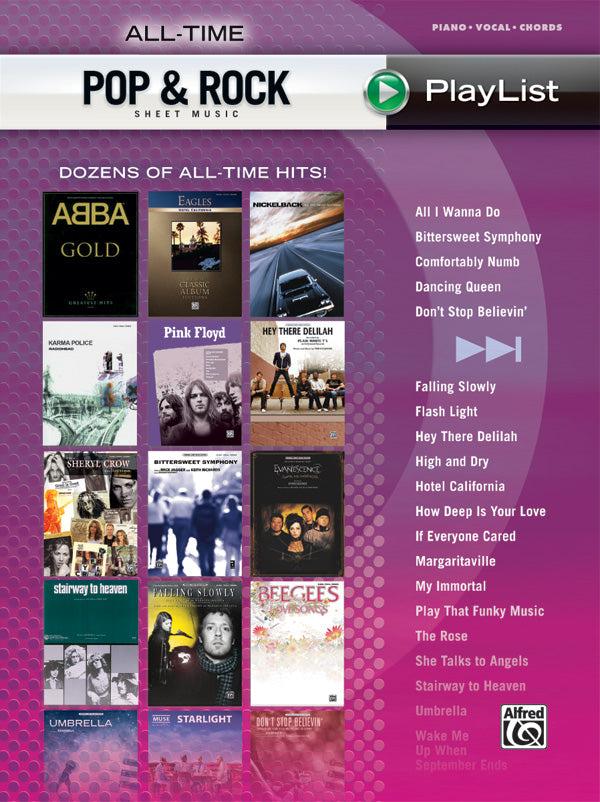 All-Time Pop & Rock Hits Sheet Music Playlist Cover Image