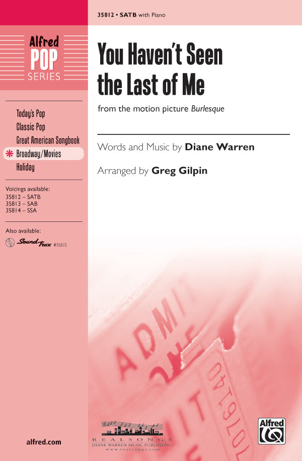 You Haven't Seen the Last of Me (from the motion picture <i>Burlesque</i>) Sheet Music Preview