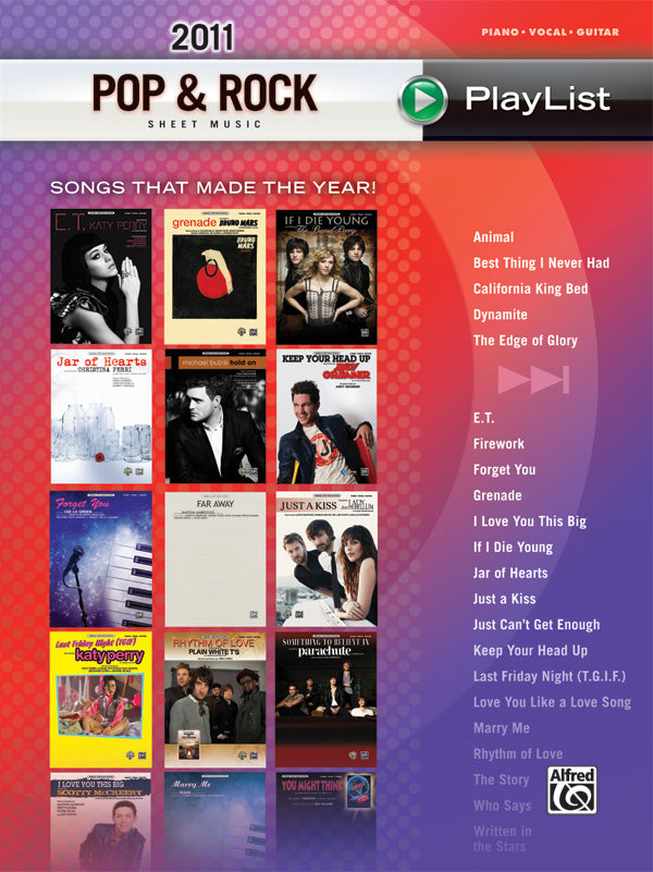 2011 Pop & Rock Sheet Music Playlist Cover Image