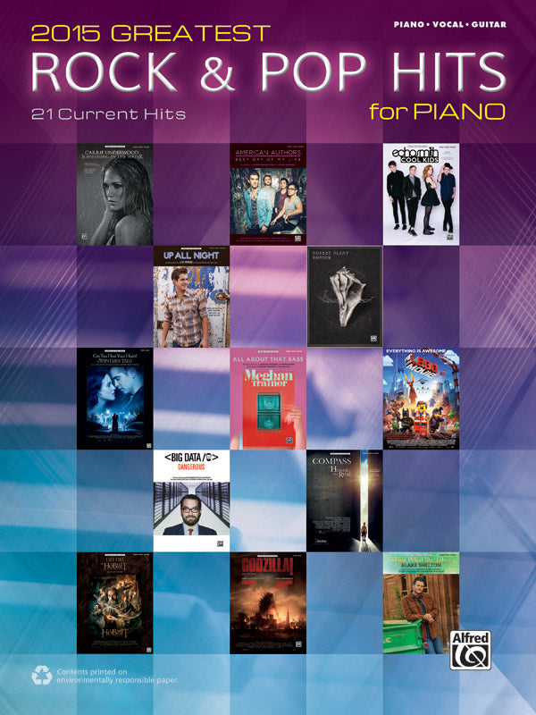 2015 Greatest Rock & Pop Hits for Piano Cover Image