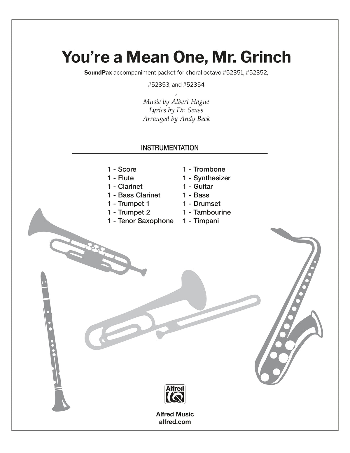 YOU'RE A MEAN ONE MR GRINCH/DIG SPX: Score Sheet Music Preview