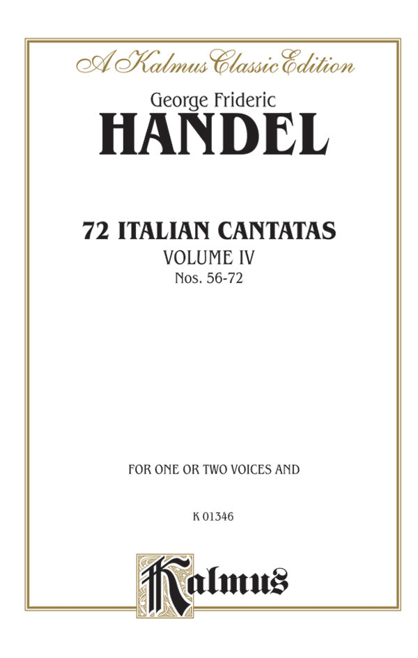 Handel: 72 Italian Cantatas for Soprano or Alto, Nos. 56-72 (Volume IV) Sheet Music Preview