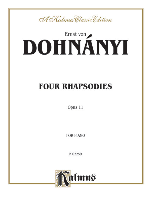 Dohnányi: Four Rhapsodies, Op. 11 Sheet Music Preview