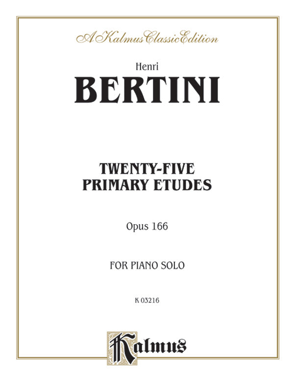 Bertini: Twenty-five Primary Etudes, Op. 166 Sheet Music Preview