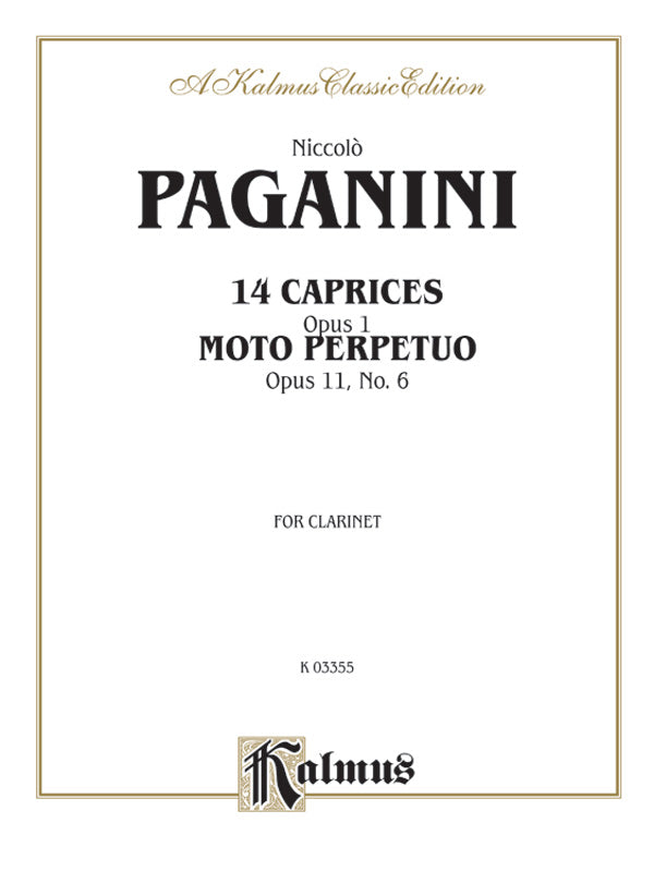 Fourteen Caprices, Opus 1 and Moto Perpetuo, Opus 11, No. 6 (unaccompanied) Cover Image