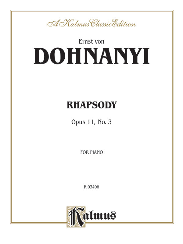 Dohnányi: Rhapsody, Op. 11, No. 3 Sheet Music Preview