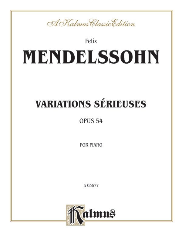 Mendelssohn: Variations Sérieuses, Opus 54 Sheet Music Preview