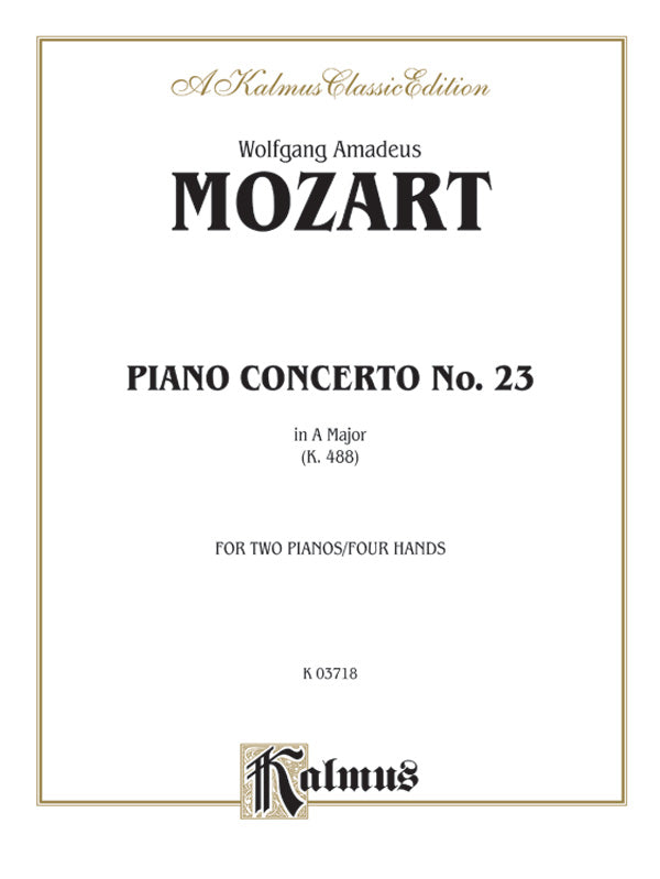 Mozart: Piano Concerto No. 23 in A Major, K. 488 Sheet Music Preview