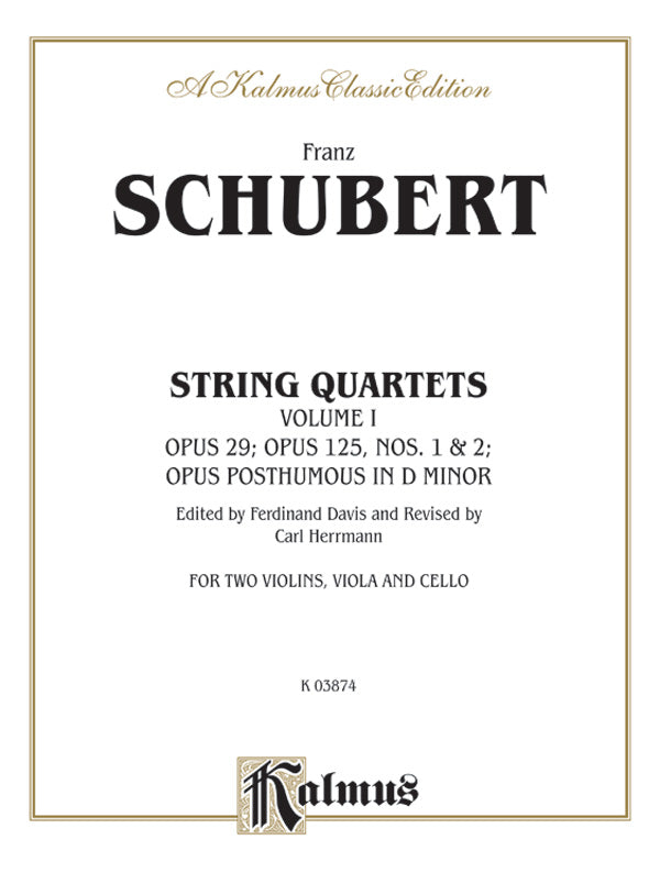 String Quartets, Volume I: Opus 29; Opus 125, Nos. 1 & 2; Opus Posthumous in D Minor Cover Image