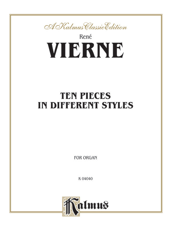 Ten Pieces in Different Styles for Organ (1st Suite) Cover Image