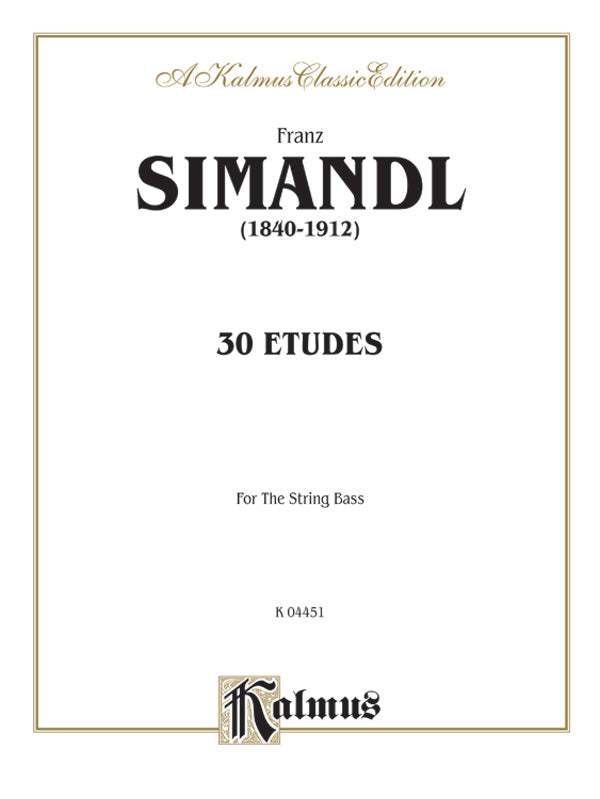 Simandl: Thirty Etudes for Double Bass Sheet Music Preview