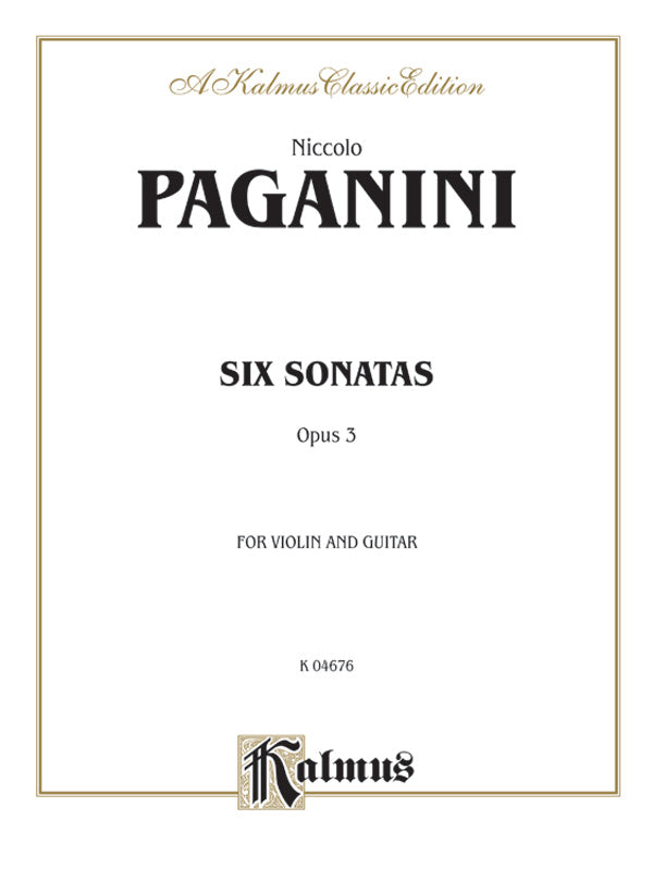 Paganini: Six Sonatas for Violin and Guitar, Op. 3 Sheet Music Preview