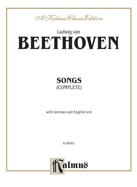 Beethoven: Songs (Complete)-- 66 songs, mostly for Medium Voice (German/English) Sheet Music Preview