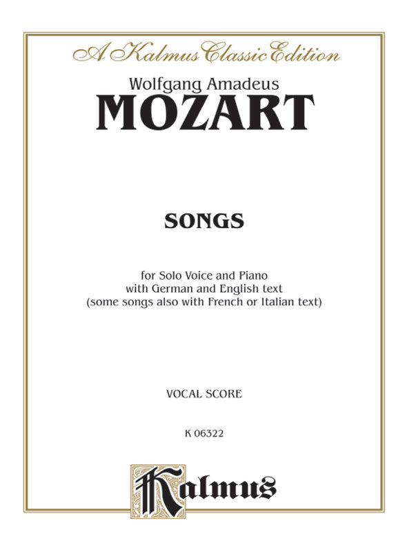 Mozart: 39 Songs for Medium High Voice (German/English/French/Italian) Sheet Music Preview