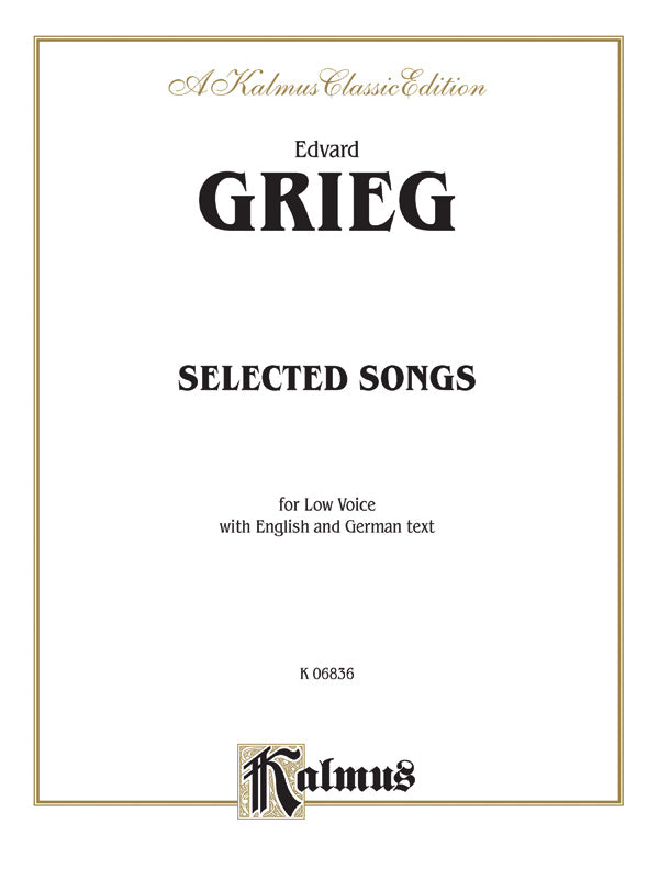 Grieg: Selected Songs for Low Voice-- 36 Songs (English/German) Sheet Music Preview