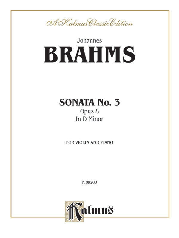 Brahms: Sonata in D Minor, Op. 108 Sheet Music Preview