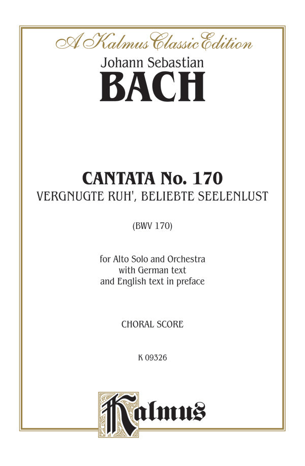 Bach: Contralto Solo, Cantata No. 170, Vergnugte Ruh', beliebte Seelenlust (German) Sheet Music Preview