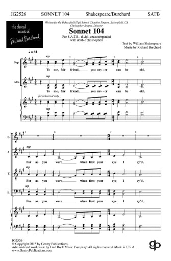 Sonnet 104 Sheet Music Preview