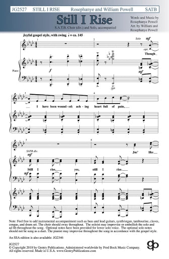 Still I Rise (arr. William and Rosephanye Powell) Sheet Music Preview