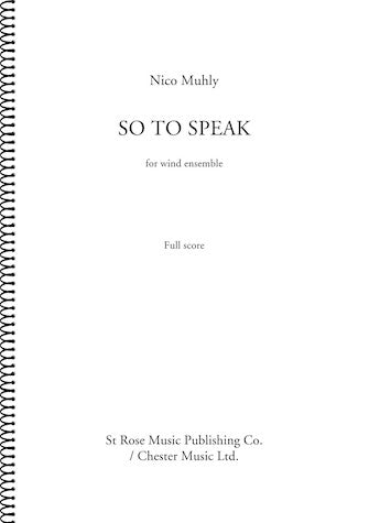 So To Speak (Full Score) Sheet Music Preview