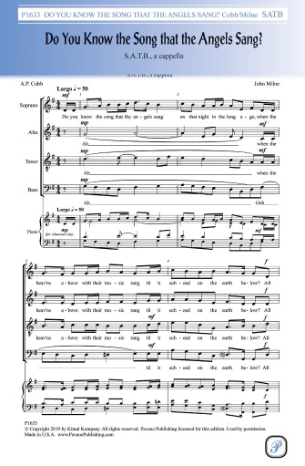 Do You Know The Song That The Angels Sang Sheet Music Preview