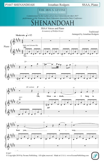 Shenandoah (arr. Jonathan Rodgers) Sheet Music Preview