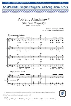 Pobreng Alindanaw (The Poor Dragonfly) Sheet Music Preview
