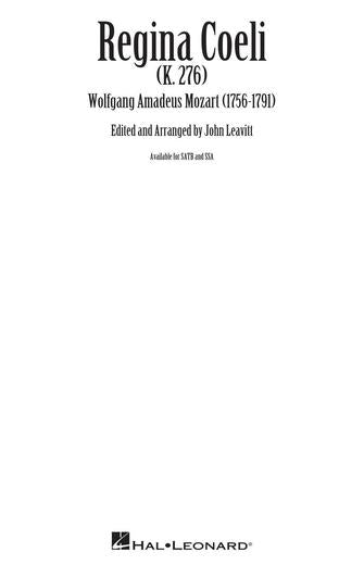Regina Coeli (K. 276) (arr. John Leavitt) Sheet Music Preview
