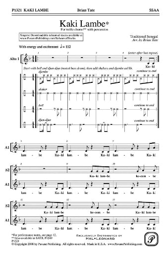 Kaki Lambe Sheet Music Preview