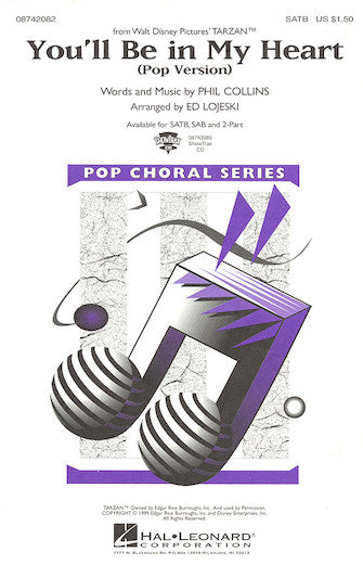You'll Be In My Heart (Pop Version) (from Tarzan) (arr. Ed Lojeski) Sheet Music Preview