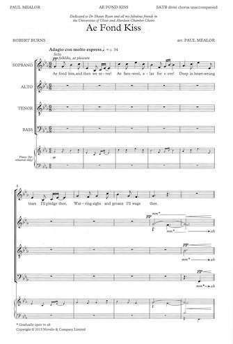 Ae Fond Kiss (arr. Paul Mealor) Sheet Music Preview