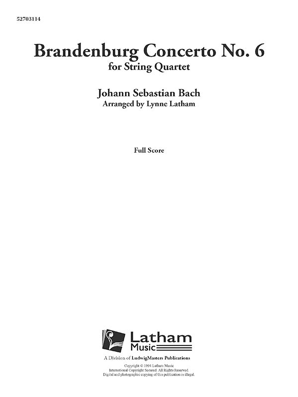 Brandenburg Concerto No. 6 for String Quartet Cover Image