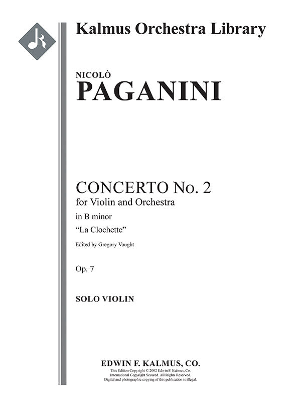Concerto for Violin No. 2 in B minor, Op. 7: 'La Clochette' (La Campanella) Cover Image