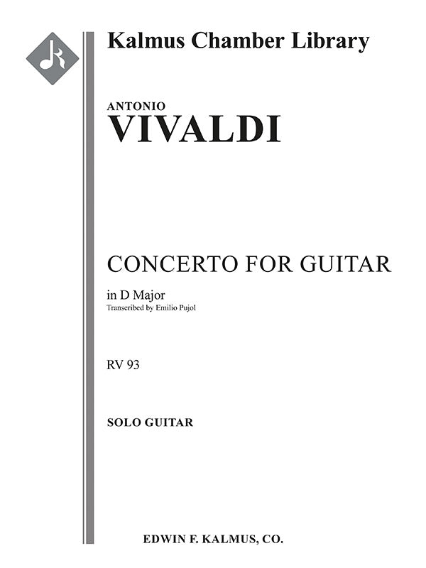 Concerto for Guitar in D, RV 93 (Lute) Cover Image
