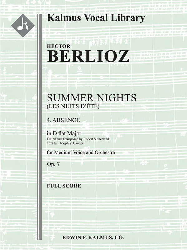 Summer Nights, Op. 7 (Les nuits d'ete): 4. Absence (transposed in Db) Cover Image