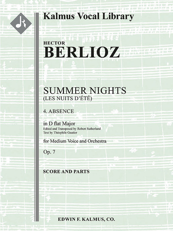 Summer Nights, Op. 7 (Les nuits d'ete): 4. Absence (transposed in Db) Cover Image