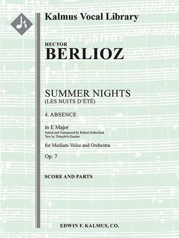 Summer Nights, Op. 7 (Les nuits d'ete): 4. Absence (transposed in E) Cover Image