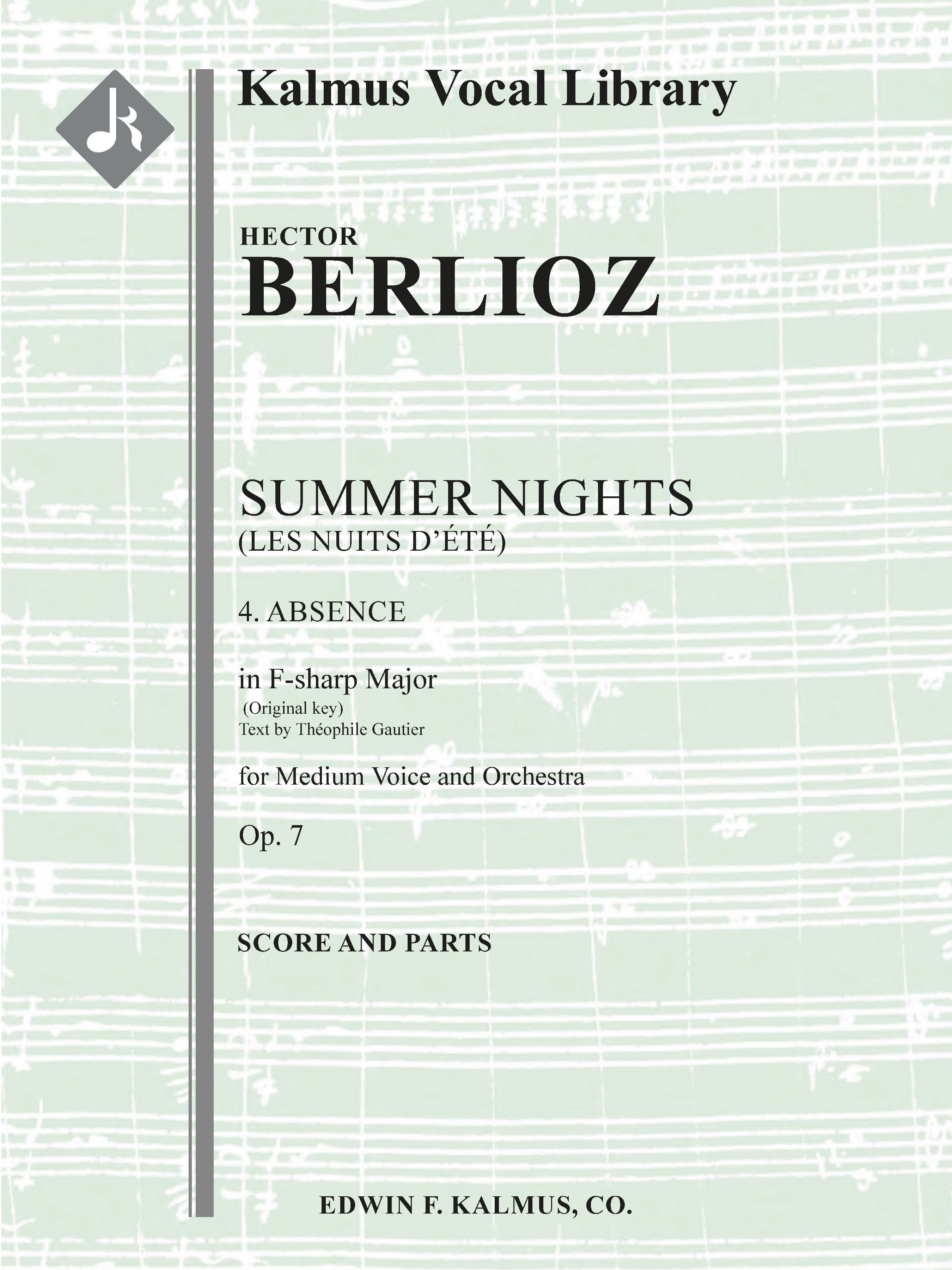 Summer Nights, Op. 7 (Les nuits d'été): 4. Absence (original key of F-sharp) Cover Image