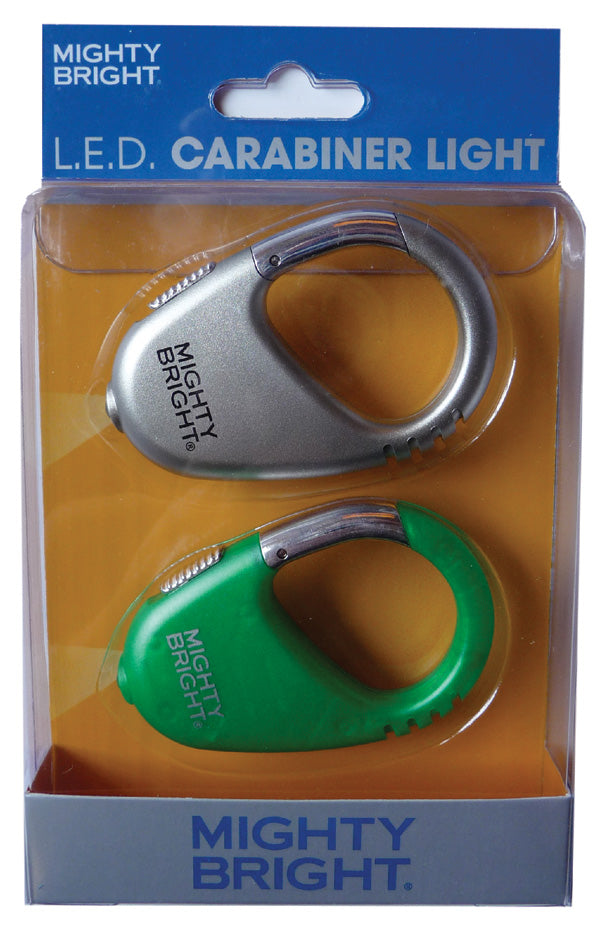 Mighty Bright LED Carabiner 2-Pack: Green and Silver Cover Image