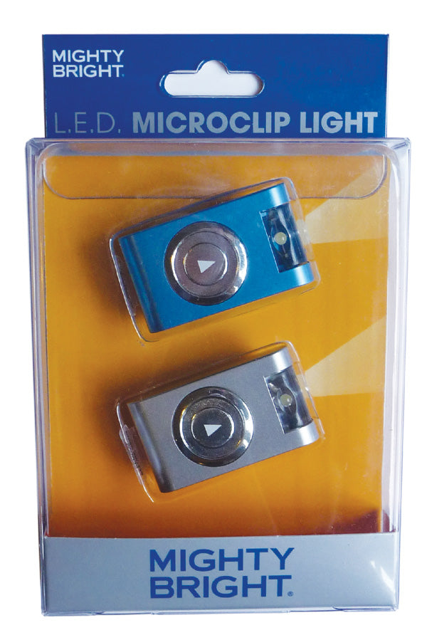 Mighty Bright LED Microclip 2-Pack: Blue and Silver Cover Image