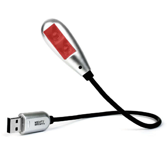 Mighty Bright 2-LED USB Light Red: Silver Cover Image