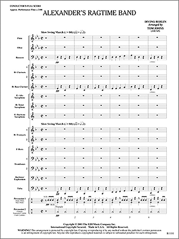 Alexander's Ragtime Band: B-flat Clarinet 2 Sheet Music Preview