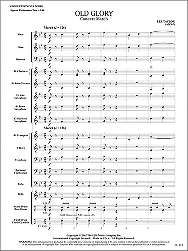 Old Glory: B-flat Tenor Saxophone Sheet Music Preview