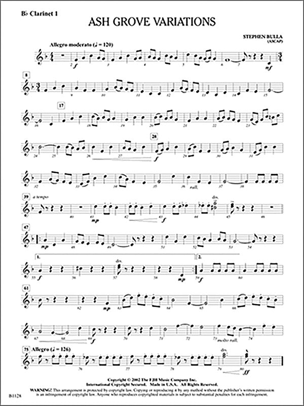 Ash Grove Variations: Percussion 1 Sheet Music Preview