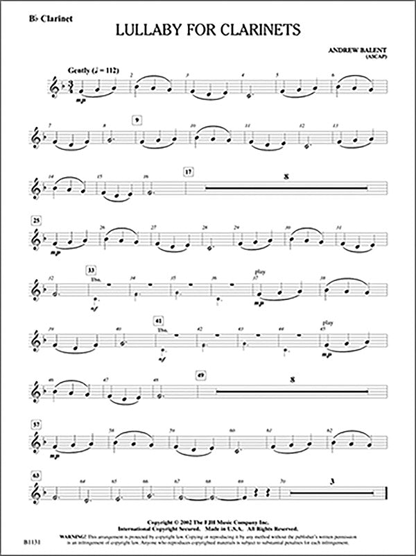 Lullaby for Clarinets: Flute Sheet Music Preview