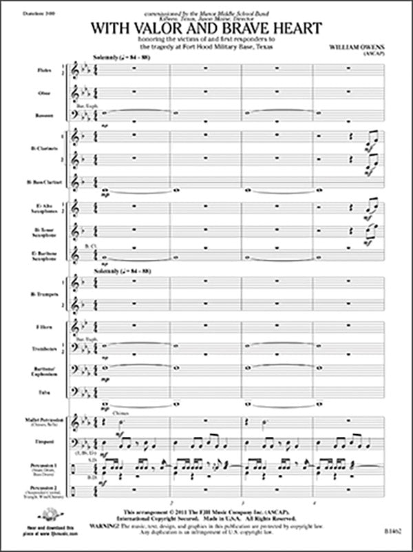 With Valor and Brave Heart: Trombone 2 Sheet Music Preview