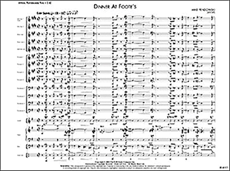 Dinner at Foote's: Tenor Sax 1 Sheet Music Preview